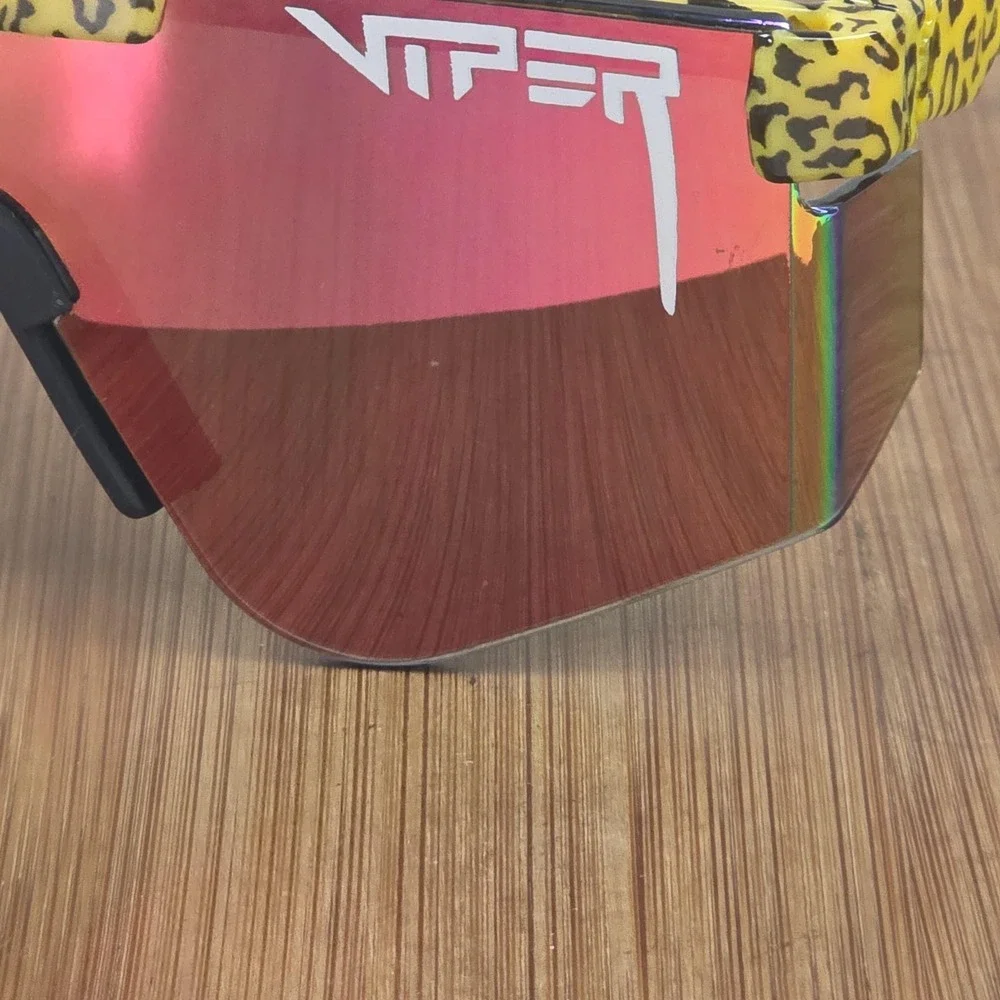 Pit Viper WYLD1 Sunglasses Mens One Size Yellow Red Mirrored Shield Leopard - Picture 10 of 16